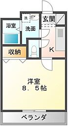 マニフィーク・R 1Kの間取図画像