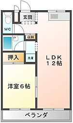 グラッドハウス・山田 1LDKの間取図画像