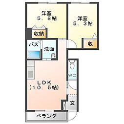 レジデンス萩生 2LDKの間取図画像