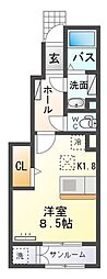 クラール泉池B 1Kの間取図画像