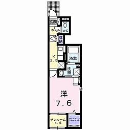 宮ノ丸トウロデン・2 1階1Kの間取り