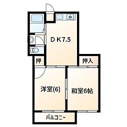 カントリーハウス 2DKの間取図画像