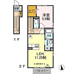 シイノキ 2階ワンルームの間取り