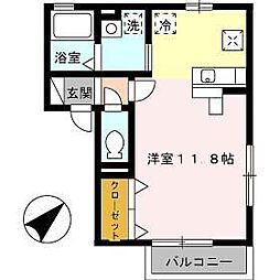 フルーレ ワンルームの間取図画像