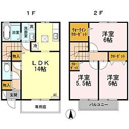 ウィルコート万々 1階3LDKの間取り