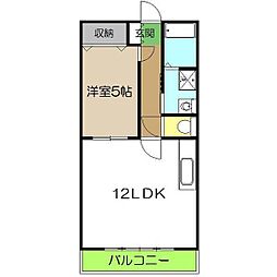 セレス薊野 3階1LDKの間取り