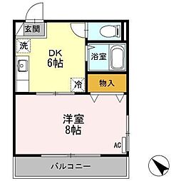 ハイツミレム 1DKの間取図画像