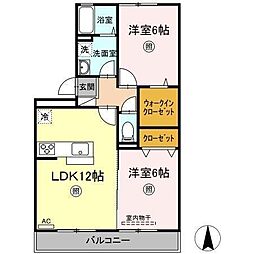 ビレッジ北久保B 2LDKの間取図画像