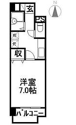 グランコート鷹匠町 1Kの間取図画像