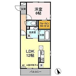 ウィルハイツ福井 1LDKの間取図画像