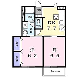 ハイツ・友舞5 2DKの間取図画像