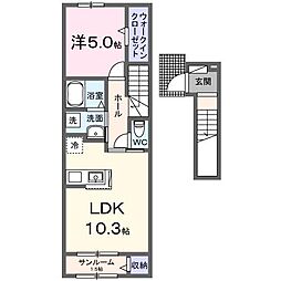 シエロガーデン介良 1LDKの間取図画像