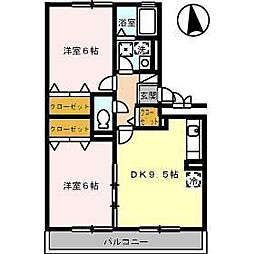 パストラルB 2LDKの間取図画像