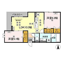 高知市新本町1丁目 賃貸新築アパート 2LDK 2LDKの間取図画像