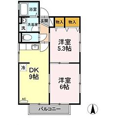 ソシア寿正 2DKの間取図画像