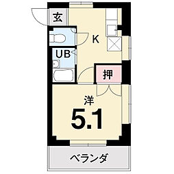 ホワイトハイツ 1Kの間取図画像