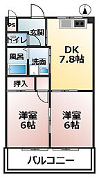セントラルハイツ 2DKの間取図画像