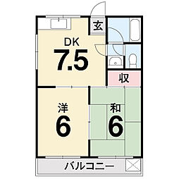 ウエストハイツ 2DKの間取図画像