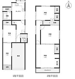 香南市赤岡町 一戸建 4DKの間取り