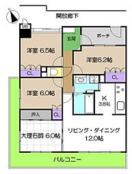 サーパス新田 4LDKの間取図画像