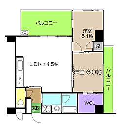 ビ・ウェル帯屋町 2LDKの間取図画像