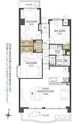 サントノーレ枝松 3LDKの間取図画像