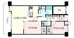 ジョイフルプラザ湊町 2LDKの間取図画像