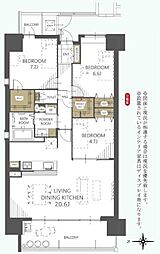 ポレスター松山フォレストシティ 3LDKの間取図画像
