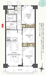 ライオンズガーデン松山紅葉町 2SLDKの間取図画像
