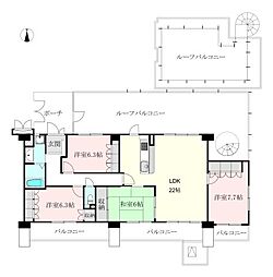 サーパス土居田南 4LDKの間取図画像
