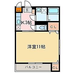 マリベールPASEO 1Kの間取図画像