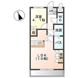 リバティタウン2番館 1LDKの間取図画像