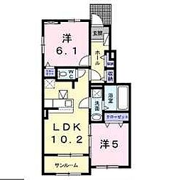 サンリット・エンゼルB 2LDKの間取図画像