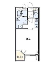 レオネクスト徳常 1Kの間取図画像