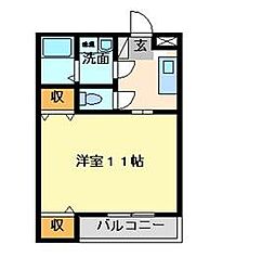 マリベールPASEO 1Kの間取図画像