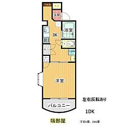 アサヒレジデンス 1DKの間取図画像