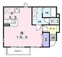 アルカンシェル・庄内1 1Kの間取図画像