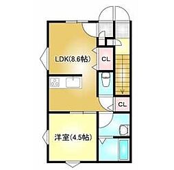 EARL'SCOURT下泉 1LDKの間取図画像