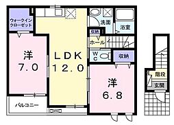 ベル・ラトーレB 2LDKの間取図画像