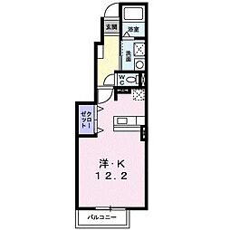 バリオン 1Kの間取図画像