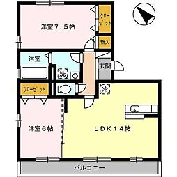 ボナール 2LDKの間取図画像