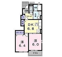 サニーレジデンス 2DKの間取図画像