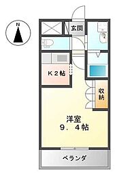 グレイス・ONE 1Kの間取図画像