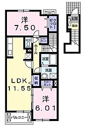 ロータス・ミカド 2LDKの間取図画像