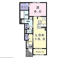 煌煌 1LDKの間取図画像