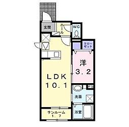 ベル・ヴィオラKX 1階1LDKの間取り