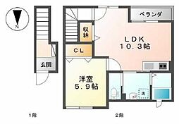 グリーンハイツフジタ 1LDKの間取図画像