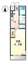 M-style 1Kの間取図画像
