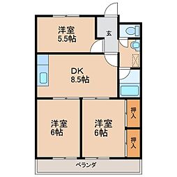 グランドール余戸 3DKの間取図画像