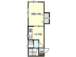 グリーンハイツ有浦 1Kの間取図画像